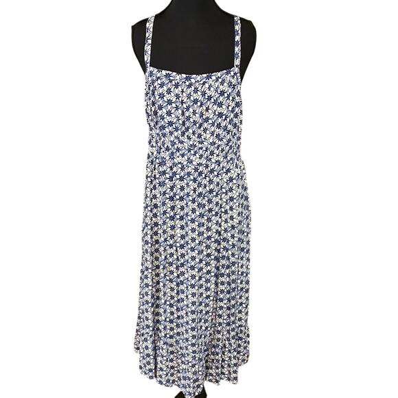 Aeropostale Floral Blue double tie back Dress Large garden girl peasant rayon - Picture 2 of 11